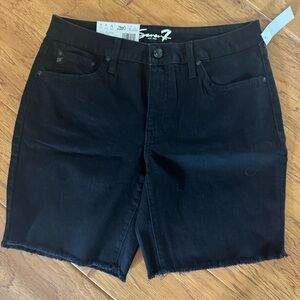 Seven Relaxed Fit Bermuda Shorts Women’s Size 6 Black Denim Mid Rise Frayed Hem